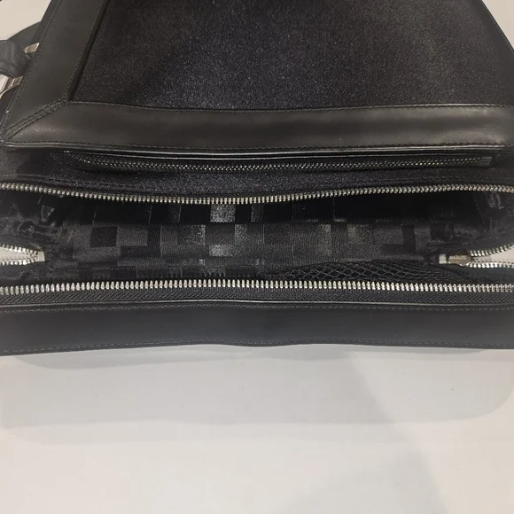 Aaron Irvin Black Microfiber and Leather Laptop Messenger Bag17 x 12.5 x 3.5